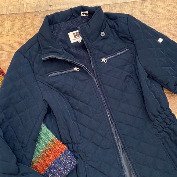 Long NAVY BLUE Zip Up Soft Quilted Coat by Laundry by Design - Picture 2 of 12